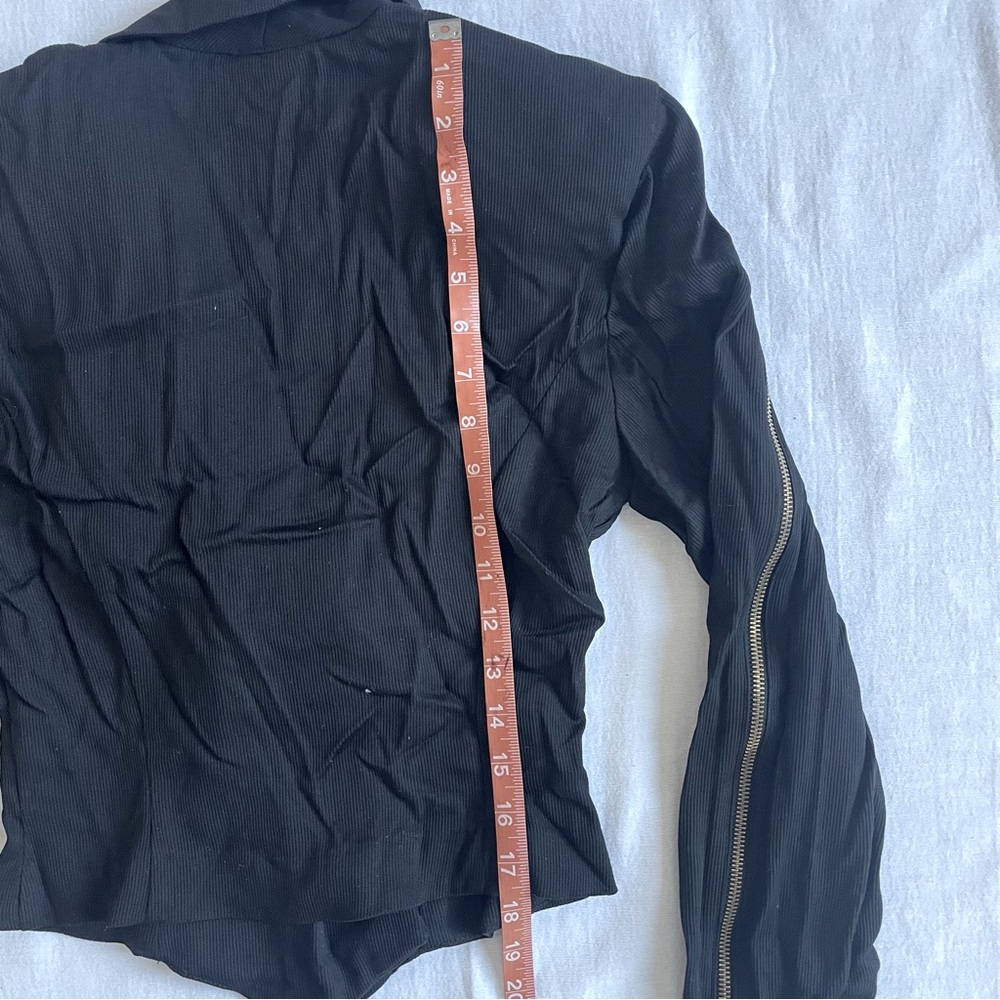 Shox Moto Jacket Asymmetrical Ziper Biker Blazer Ribbed Pointed Waist Womens M - Picture 8 of 8